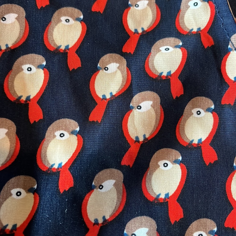 Halo Navy Red Tail Bird All Over Print Button Up Sleeveless Top size S/M - Picture 5 of 12